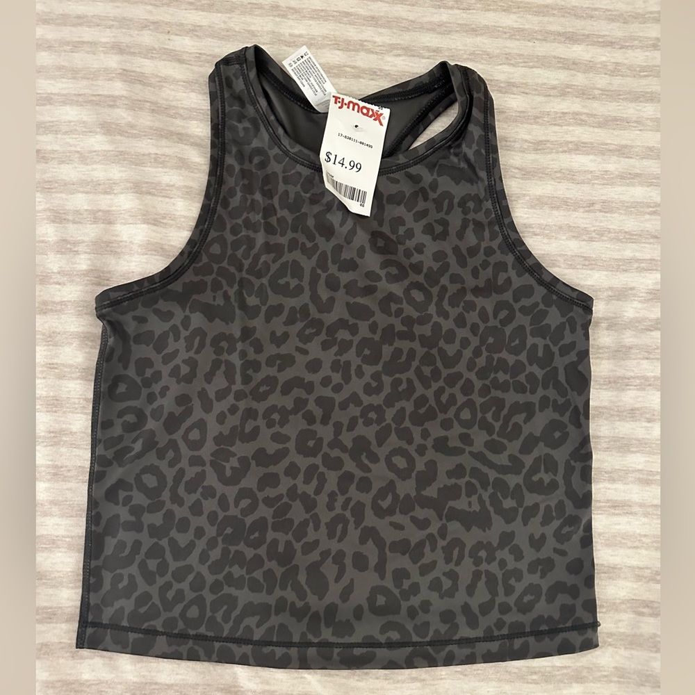 Dark gray leopard activewear tank